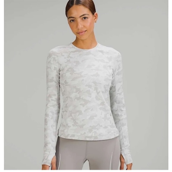 Lululemon Its Rulu Run Long Sleeve Shirt Heritage Camo Jacquard Vapor Gull Gray - Picture 1 of 12